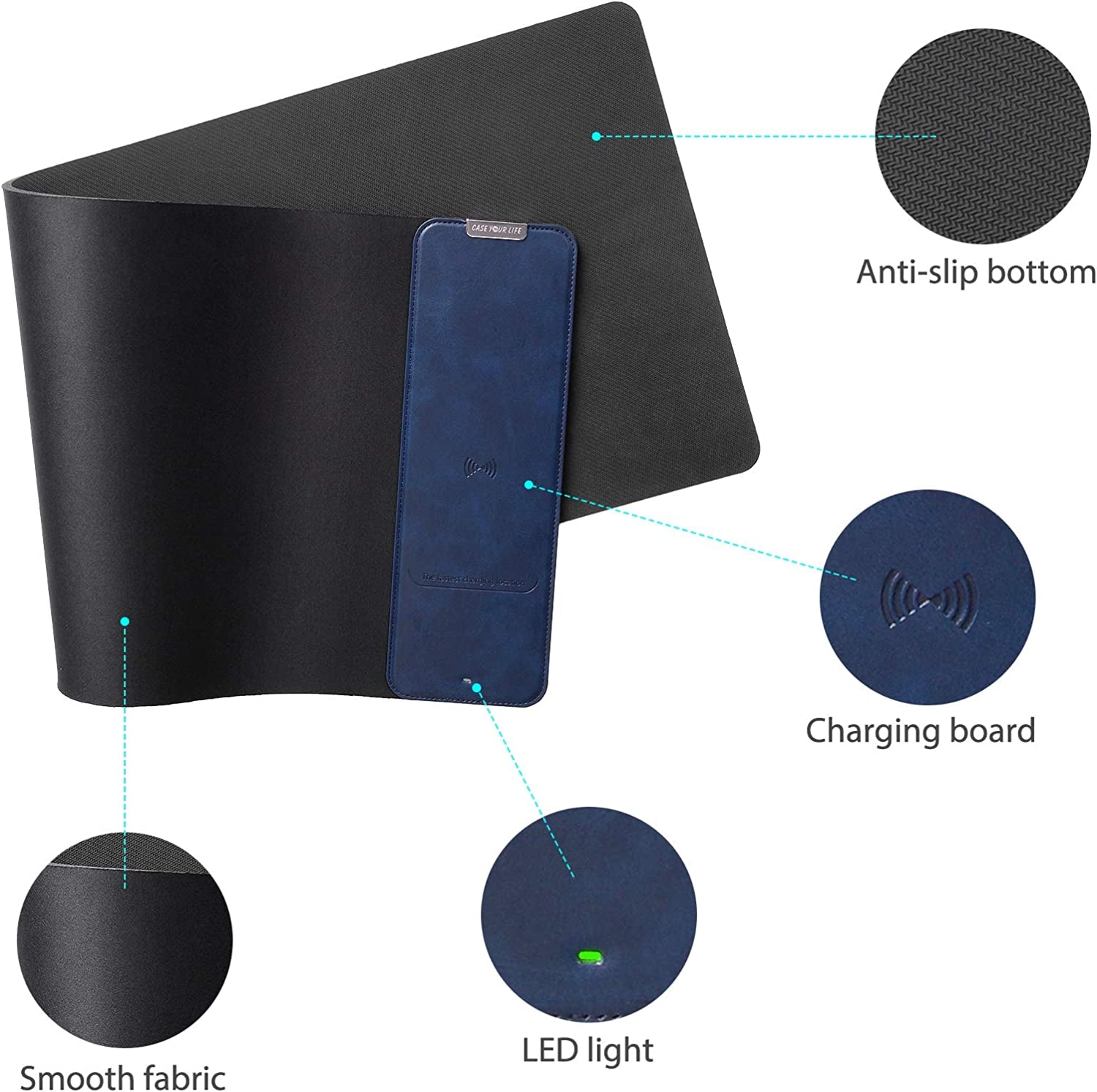 Desk Mat with Wireless Charging