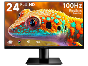 Ultra-Thin 24Inch 100Hz Computer Monitor, FHD 1080P LCD Monitor Screen,  1920 X 1080 Gaming PC Monitor IPS HDR Display with Low Blue Light Eye Care, HDMI Freesync, VESA Compatible, Black