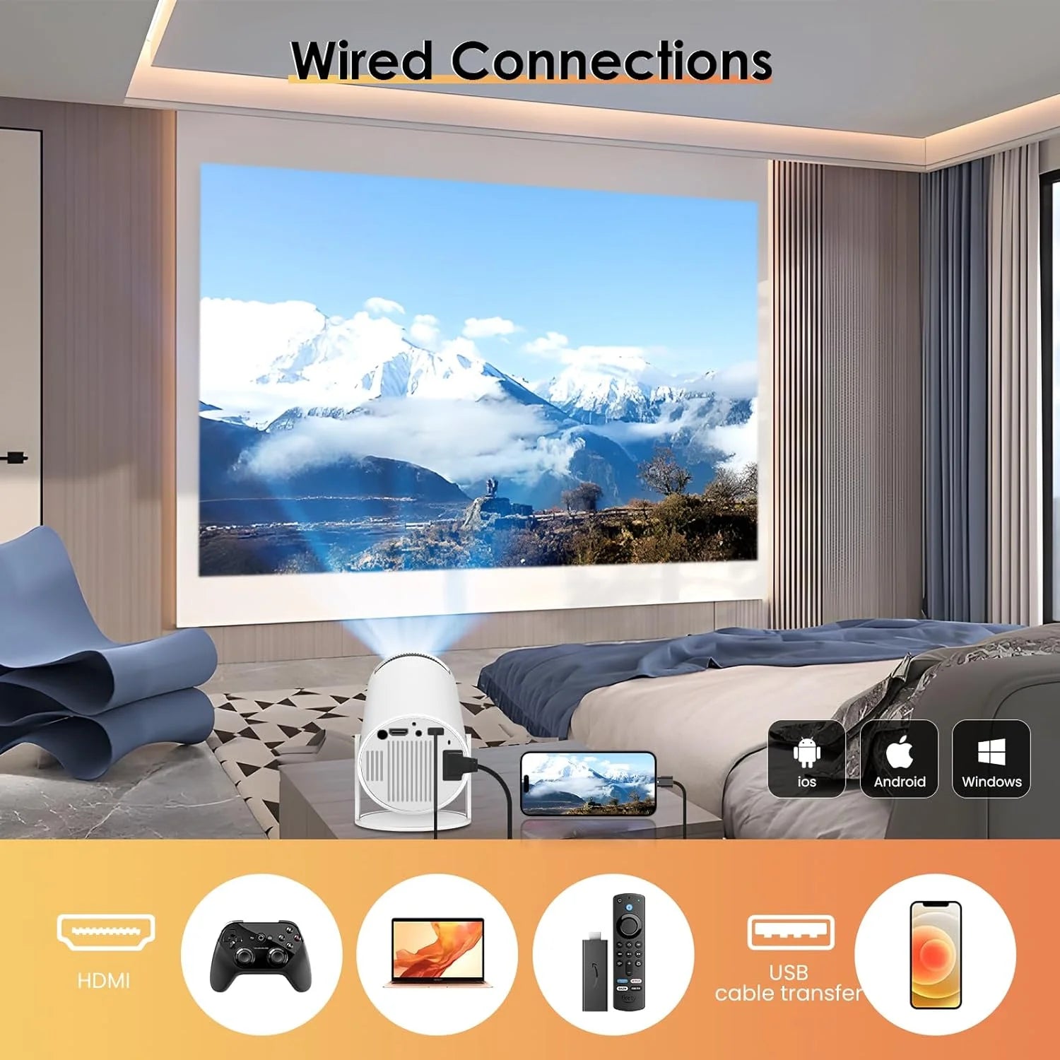 4K Mini Projector with Wifi and Bluetooth