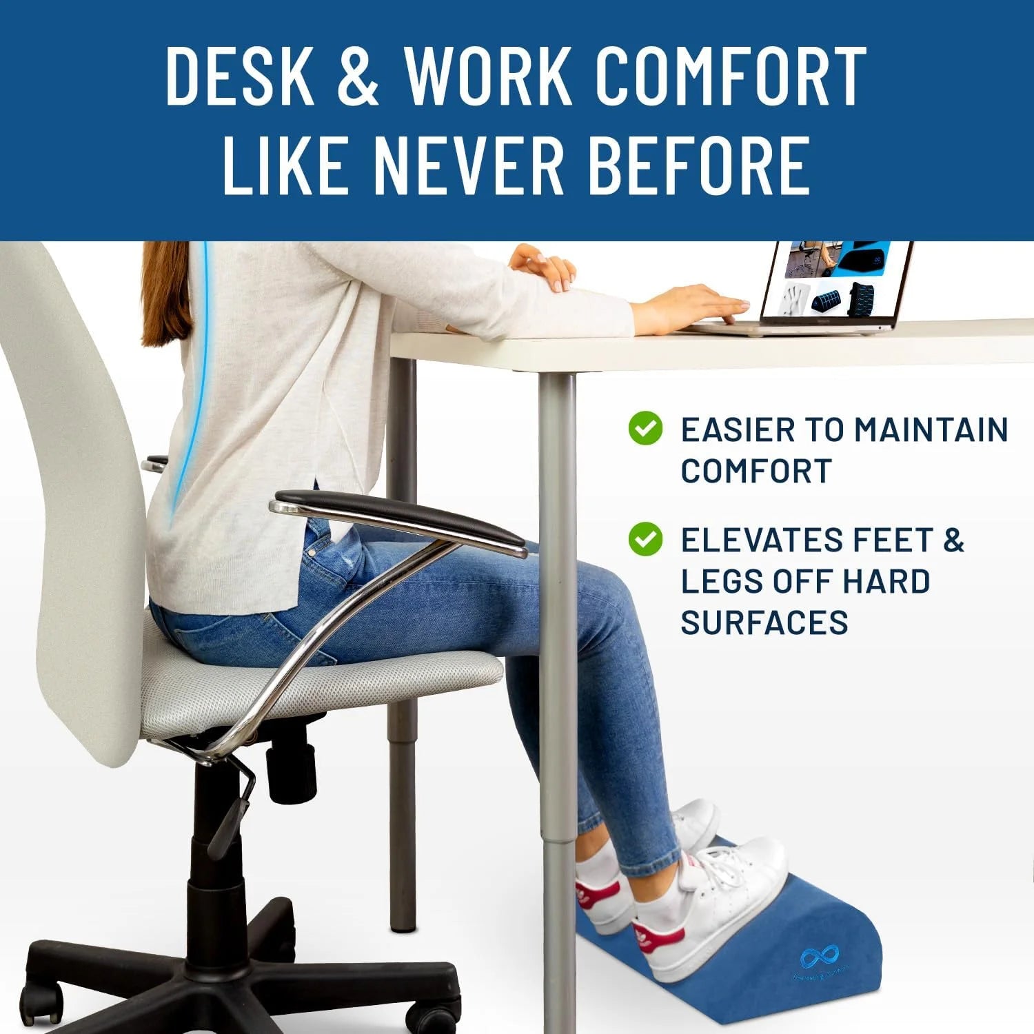 Office Foot Rest under Desk Ergonomic Memory Foam Foot Pillow, Navy Blue