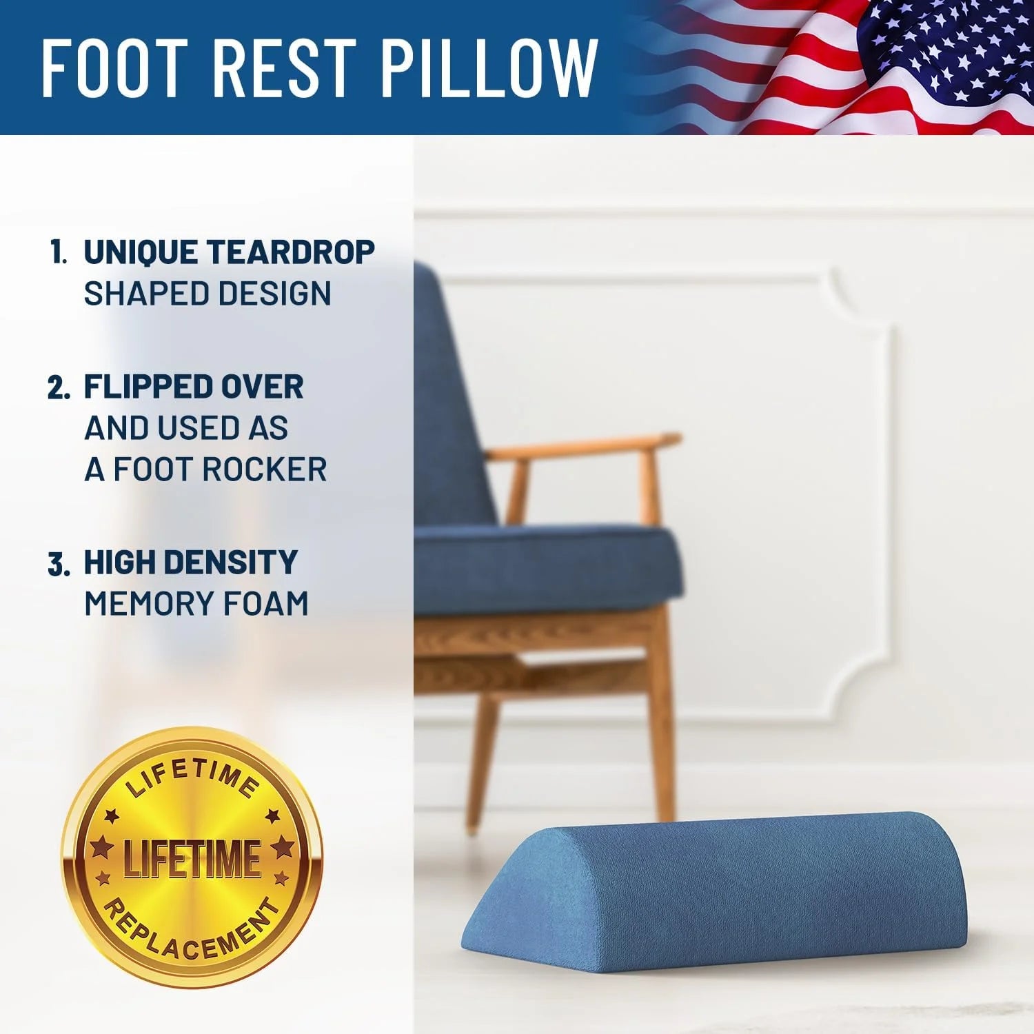 Office Foot Rest under Desk Ergonomic Memory Foam Foot Pillow, Navy Blue