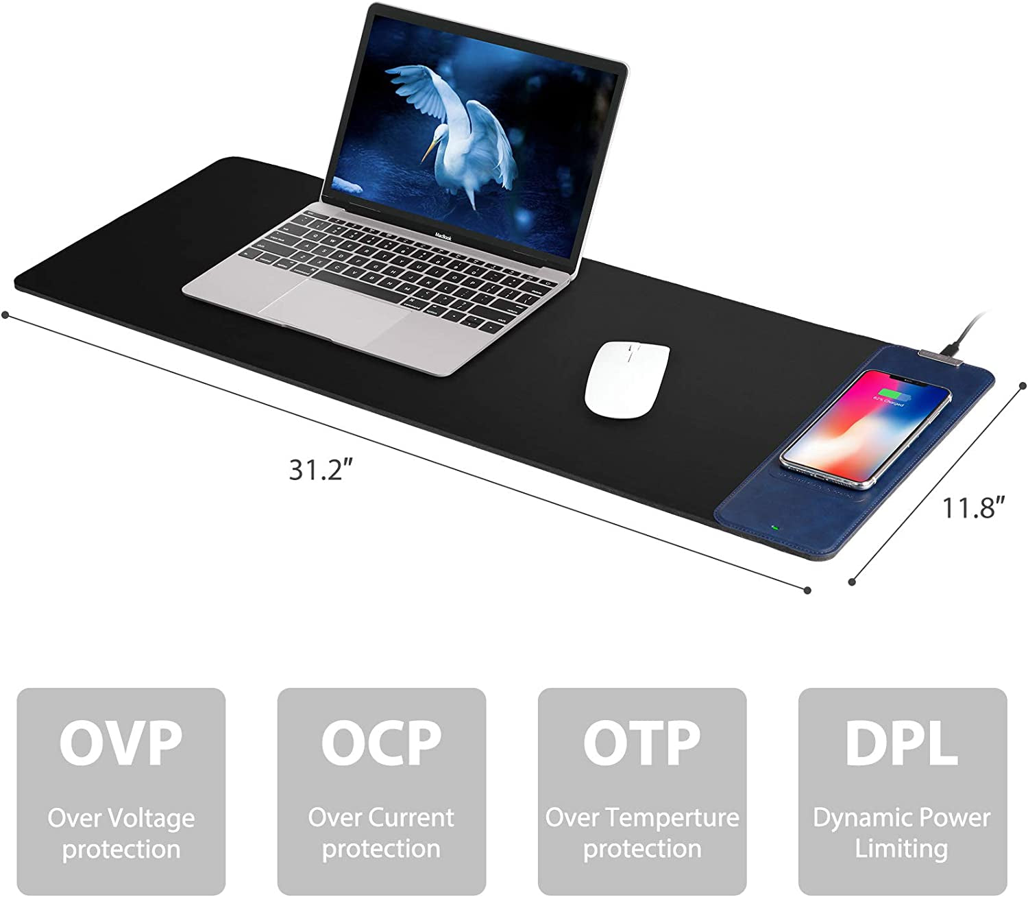 Desk Mat with Wireless Charging